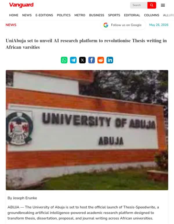Optimum Times: NCC, UniAbuja, others officially launch Thesis SpeedWrite.AI