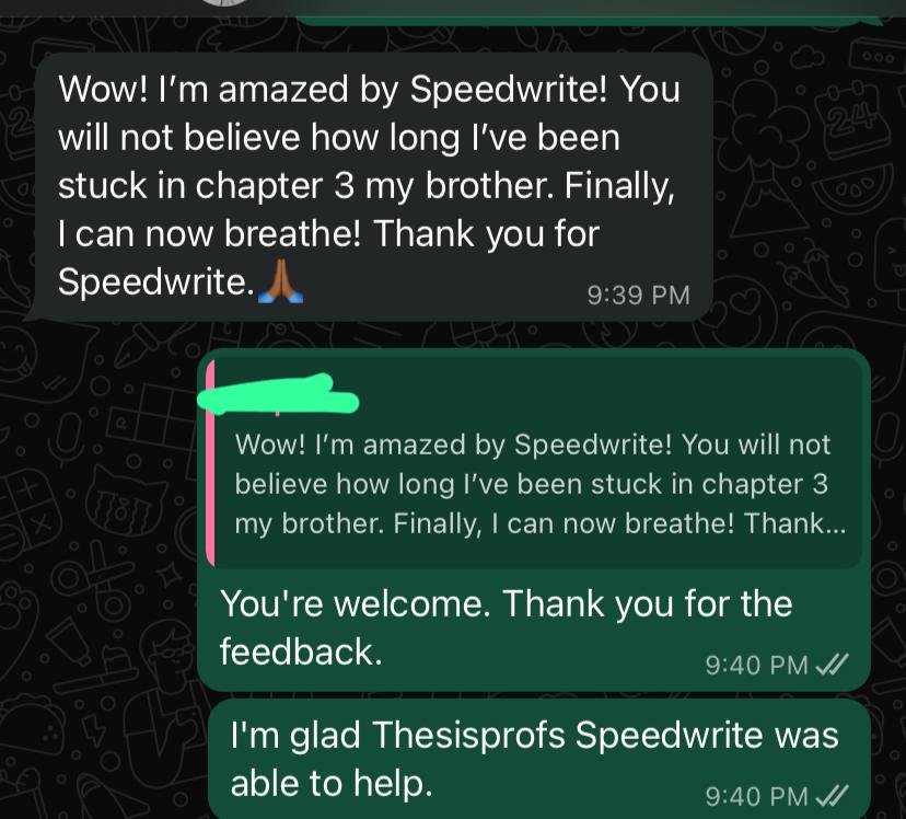 Student feedback on Thesis SpeedWrite